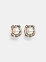 Pearl Centre Button Earrings