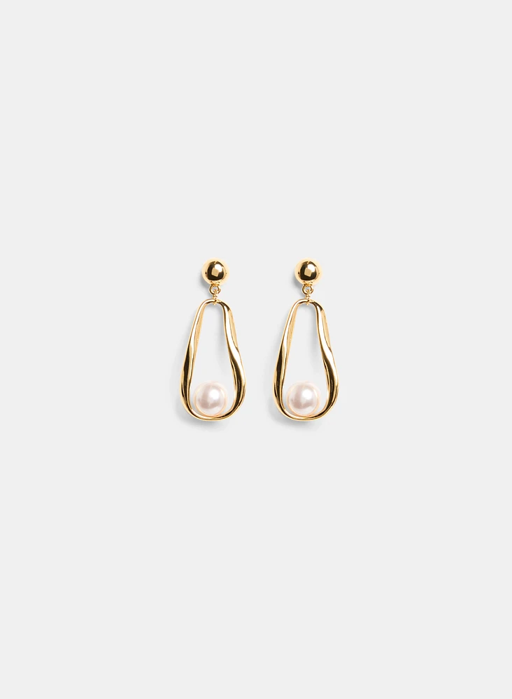 Open Teardrop Pearl Insert Earrings