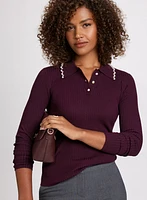 Pearl Trim Long Sleeve Sweater