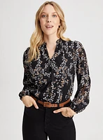 Long Sleeve Floral Motif Blouse