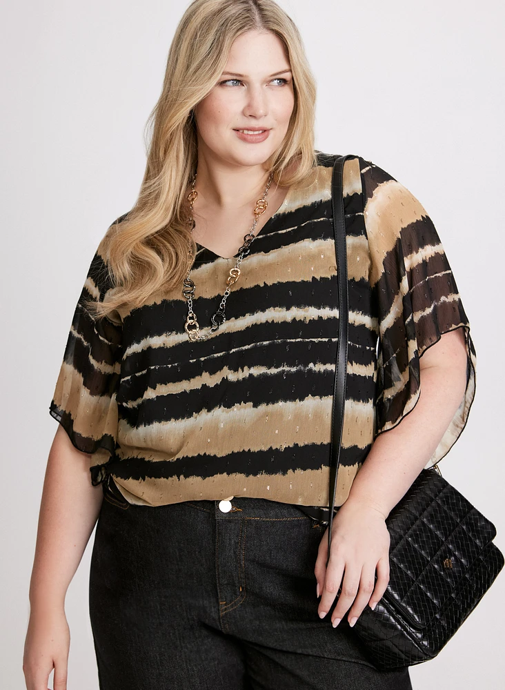 Stripe Print Chiffon Top