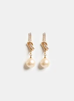 Knot Detail Pearl Pendant Earrings