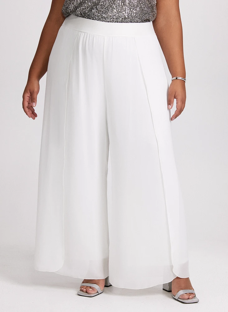 Olivia Chiffon Wide-Leg Pants