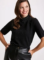 Rhinestone Trim Sweater