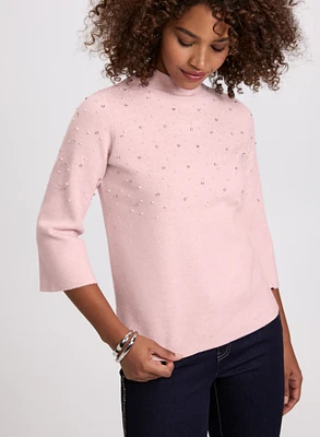 Pearl & Rhinestone Trim Sweater