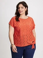 Tie-Front Eyelet Top