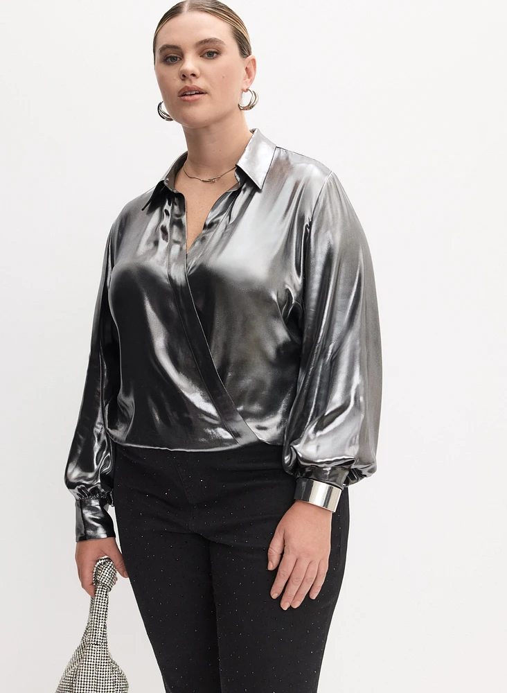 Melanie Lyne - Metallic Long Sleeve Blouse