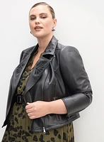 Melanie Lyne - Embroidered Vegan Leather Jacket