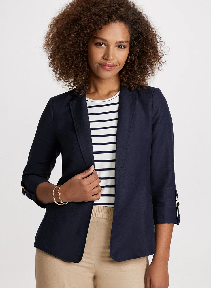 Tab Sleeve Linen Blazer