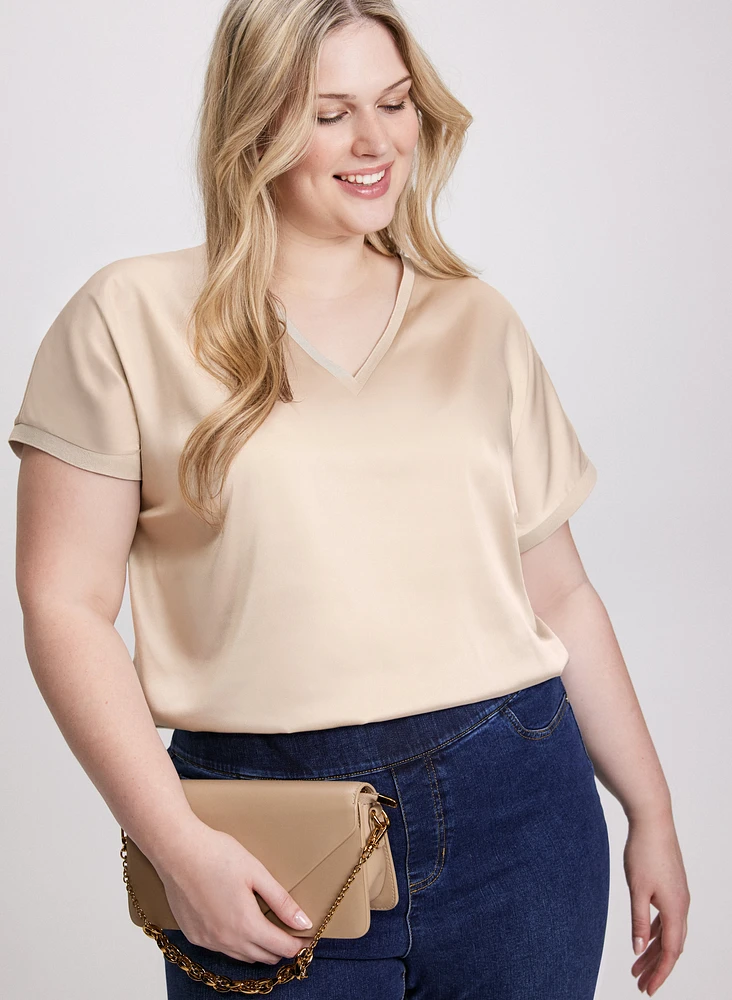 Satin V-Neck Blouse