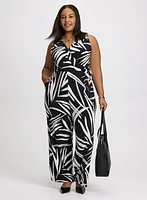 Geometric Print Cross-Neck Jumpsuit