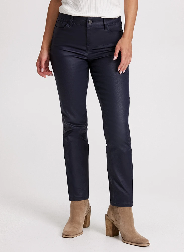 Coated Straight Leg Jeans