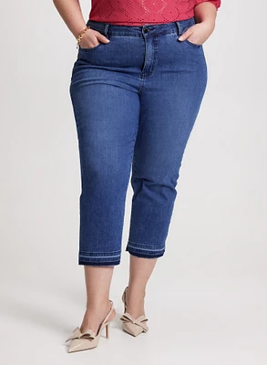 Faded Hem Capri Jeans