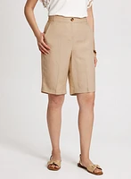 Straight Leg Linen-Blend Shorts