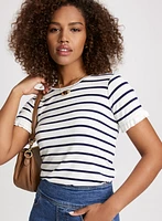 Striped Ruffle Trim T-Shirt