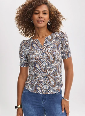 Paisley Print Short Sleeve Top