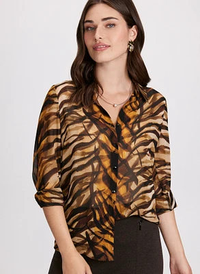 Animal Print Button Down Blouse