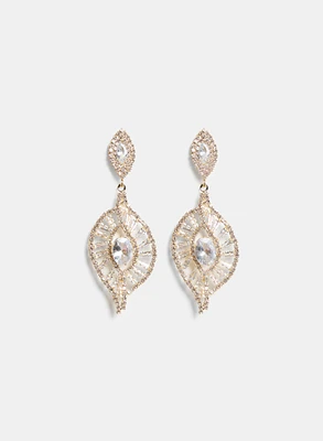 Double Row Crystal Drop Earrings