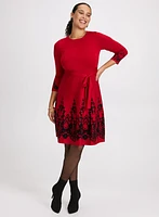 Paisley Placement Print Knit Dress