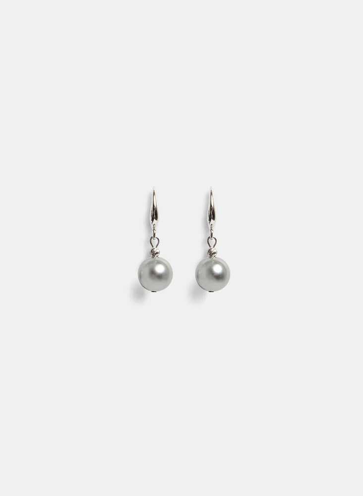 Metallic Pearl Detail Drop Earrings