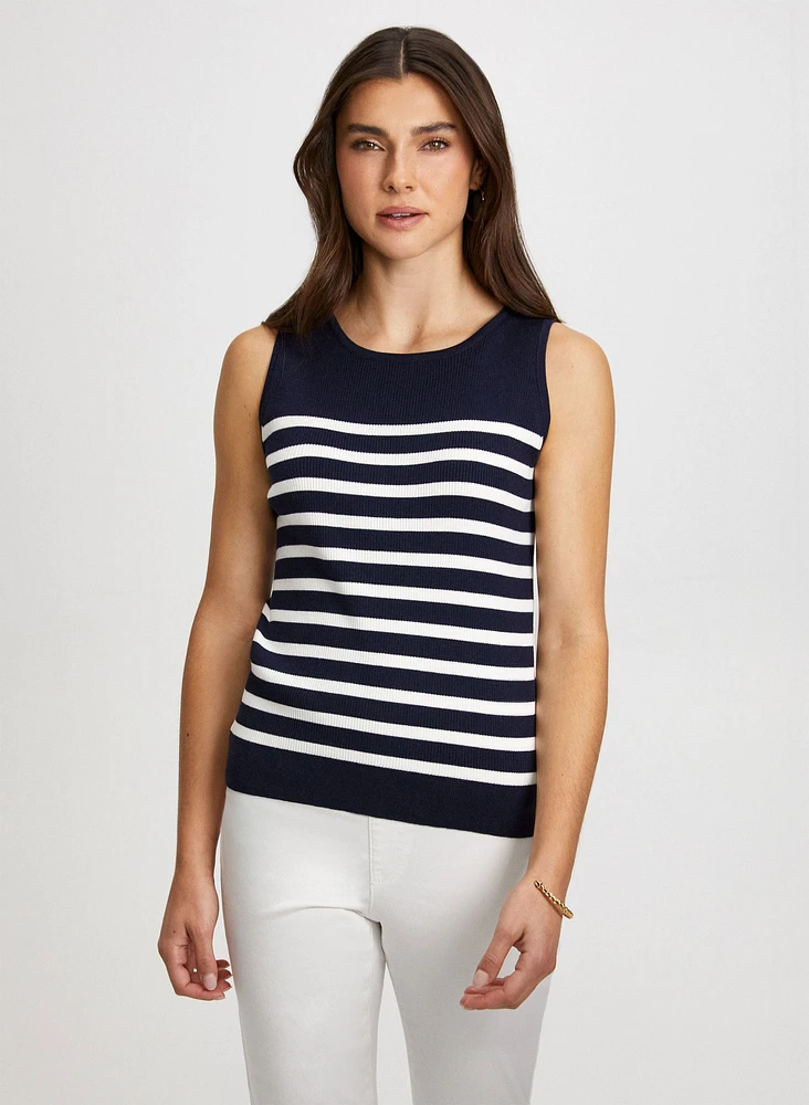 Striped Knit Sleeveless Top