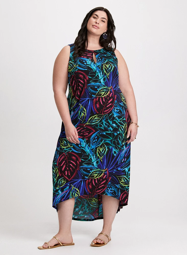 Leaf Print Maxi Dress