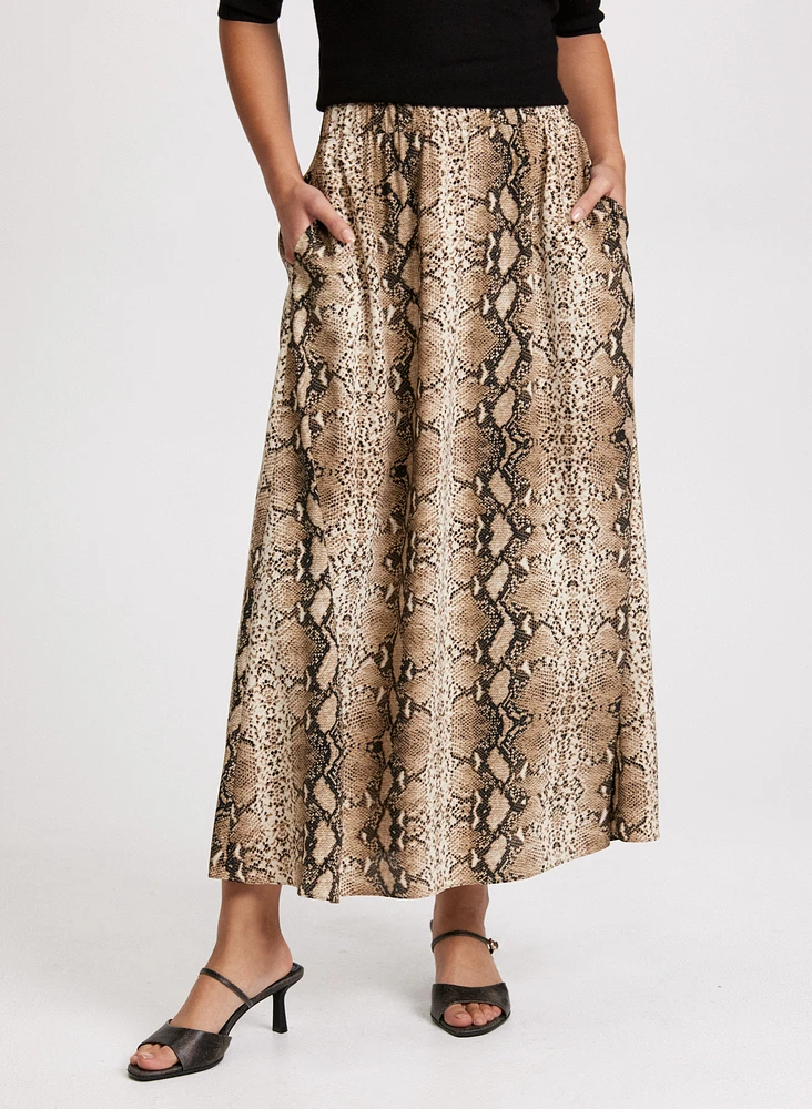 Snake Print Maxi Skirt