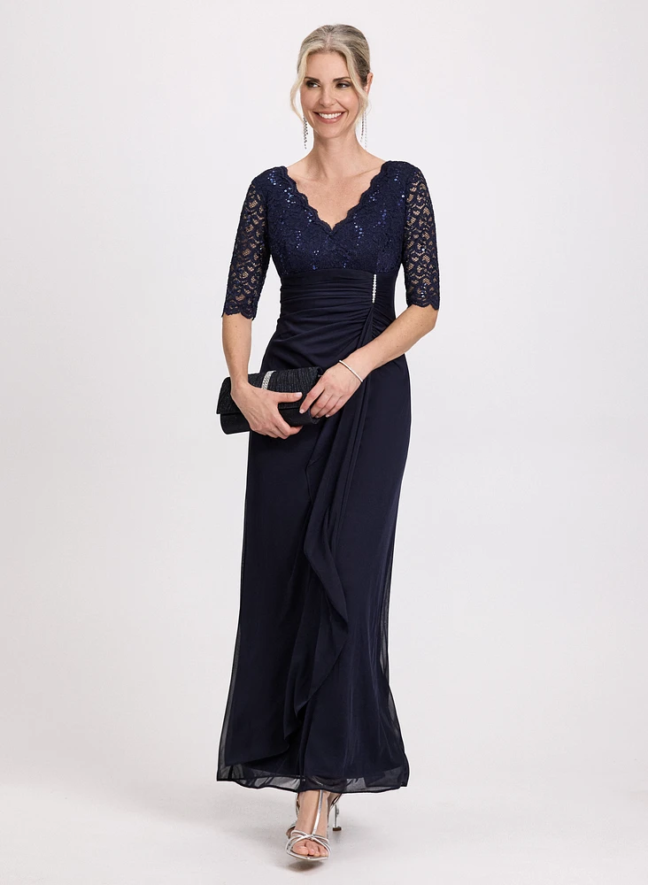 Lace Detail Evening Dress