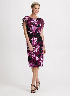 Floral Print Flutter Sleeve Dress