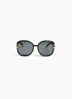 Metallic Detail Round Sunglasses