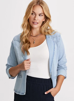 Single-Button Denim Jacket