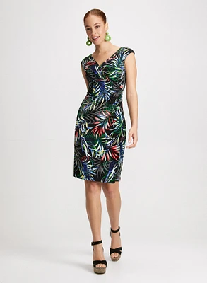 Tropical Wrap-Style Dress