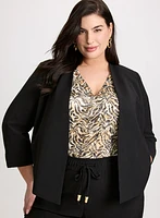 Cropped Open-Front Jacket