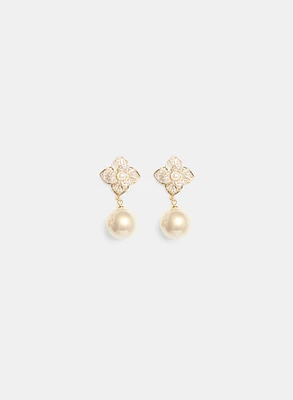 Cubic Zirconia Pearl Drop Earrings