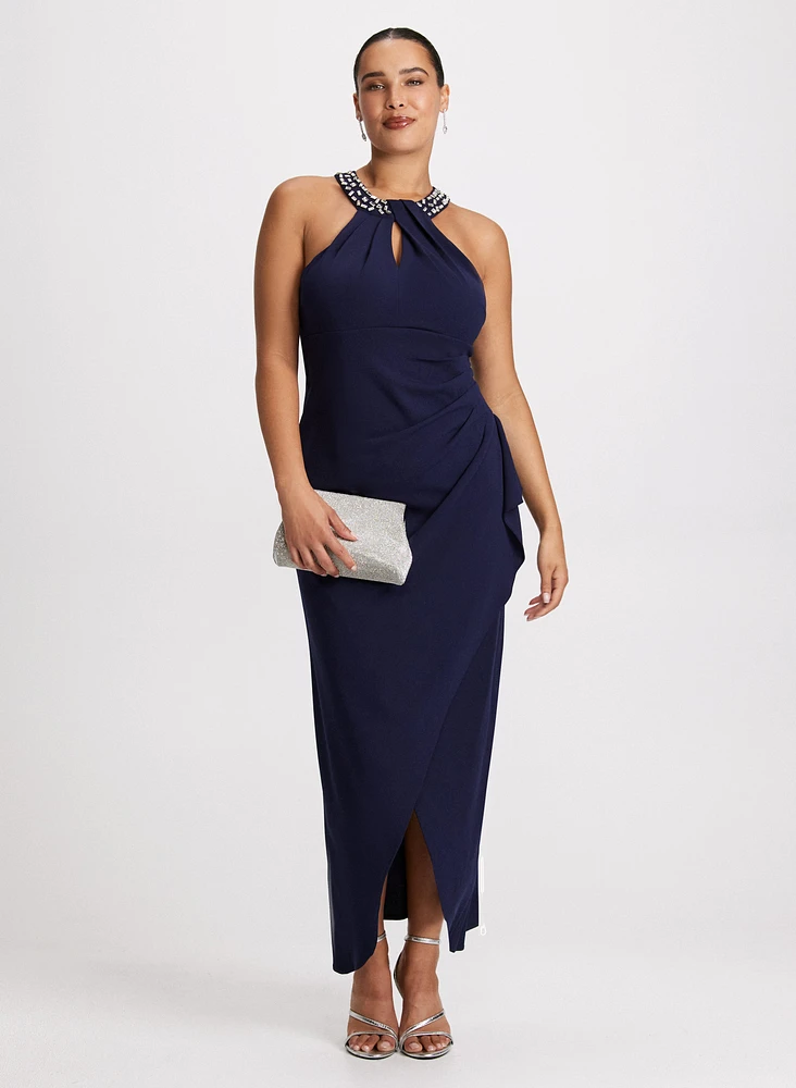 Beaded Halter Neck Gown