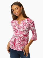 Paisley Print Keyhole Top