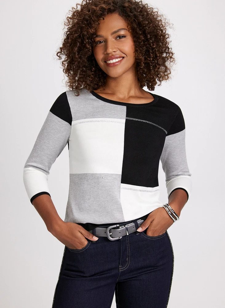 Scoop Neck Colour Block Sweater