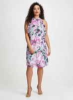 Mock Neck Floral Print Dress