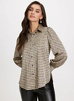 Long Sleeve Geometric Print Blouse