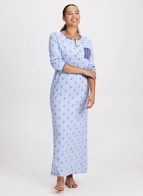 Abstract Print Long Nightgown