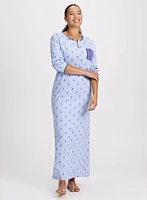 Abstract Print Long Nightgown