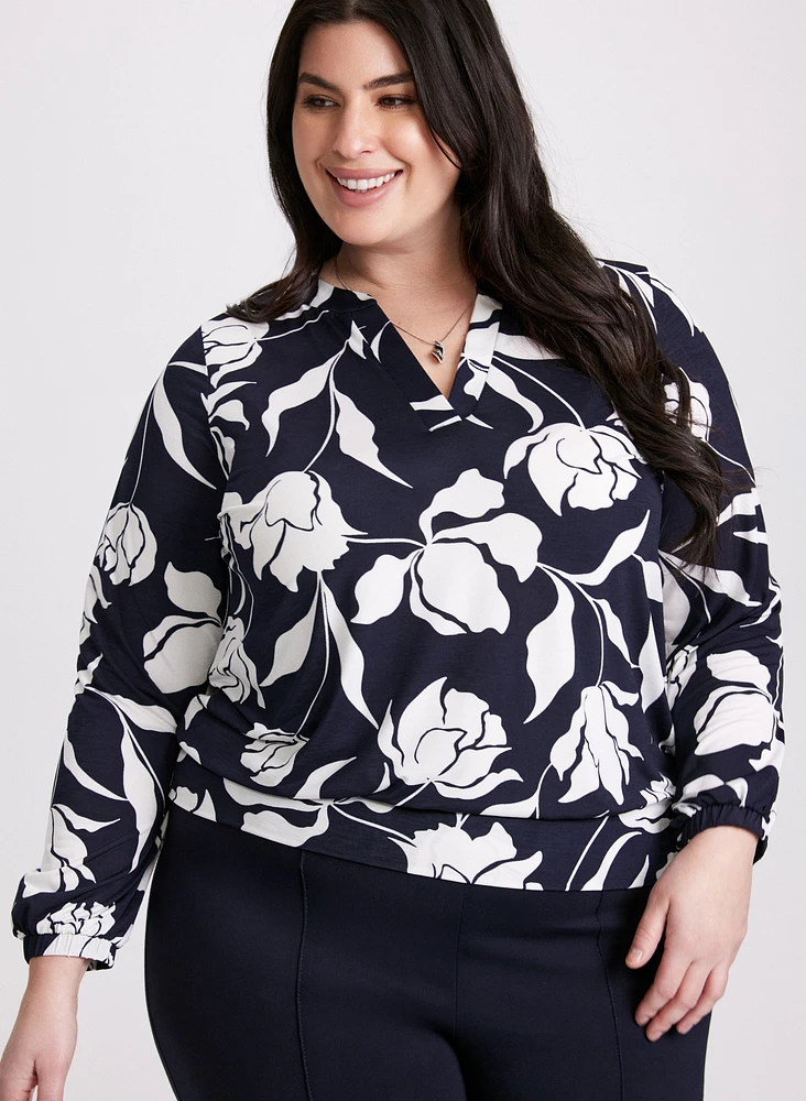 Graphic Floral Print Top