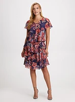 Tiered Floral Print Dress