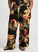 Tropical Pull-On Wide Leg Pants