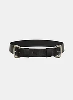 Double Buckle Vegan Leather Belt