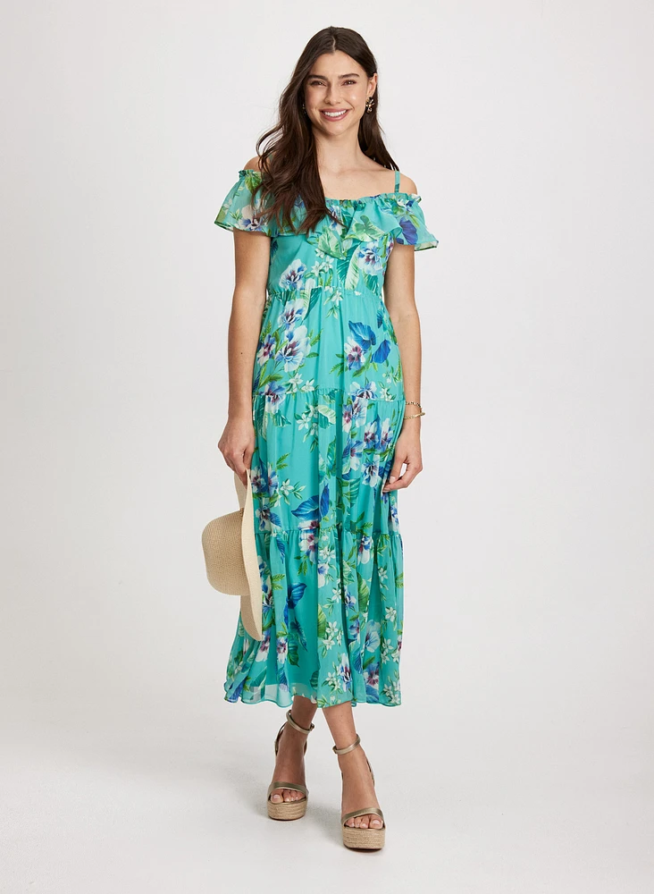 Floral Chiffon Maxi Dress