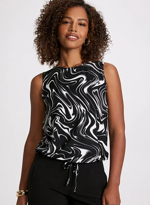 Wave Print Sleeveless Blouse