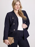 Decorative Flap Denim Blazer