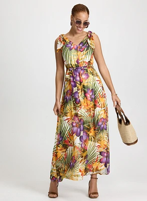 Tropical Print Maxi Dress