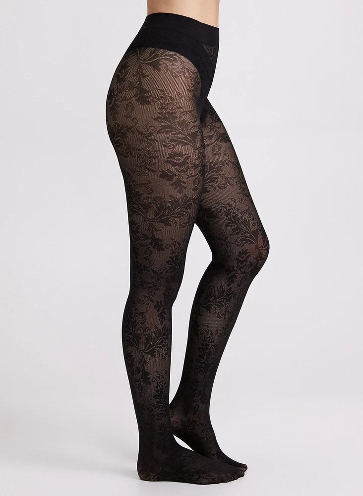 Floral Lace Embroidered Tights